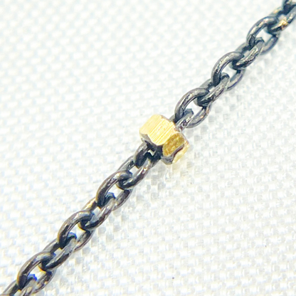 Oxidized 925 Sterling Silver Satellite Gold Plated Cube Chain