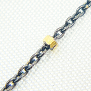 Oxidized 925 Sterling Silver Satellite Gold Plated Cube Chain
