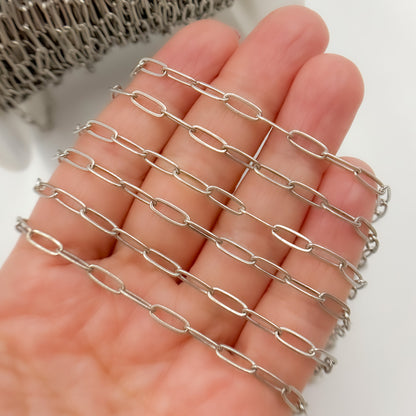 Oxidized Sterling Silver Flat Paperclip Chain