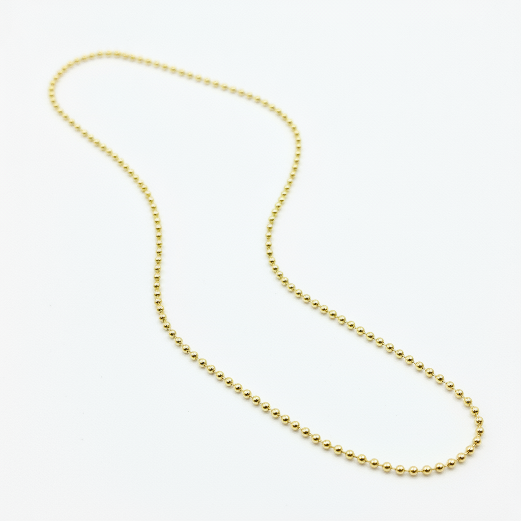 150CP. 14k Solid Yellow Gold Bead Chain
