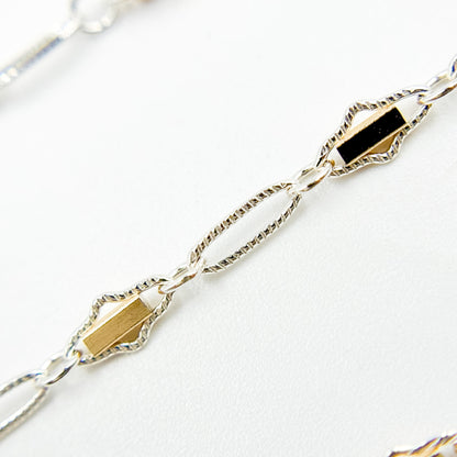 XM/901B/SP. 14K Sterling Silver and gold-filled fancy twisted oval link chain