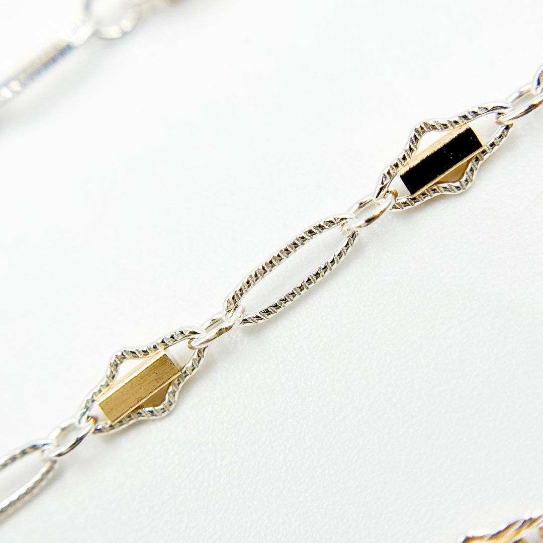 XM/901B/SP. 14K Sterling Silver and gold-filled fancy twisted oval link chain