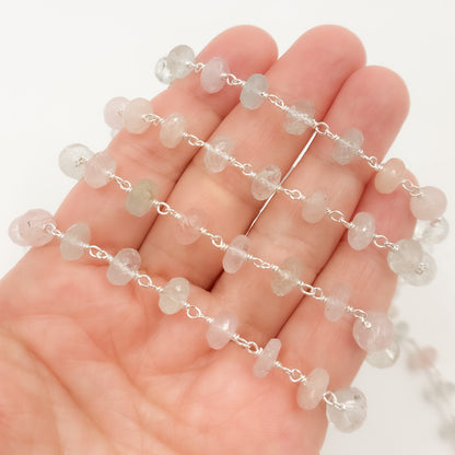 Multi Aquamarine Sterling Silver Wire Chain