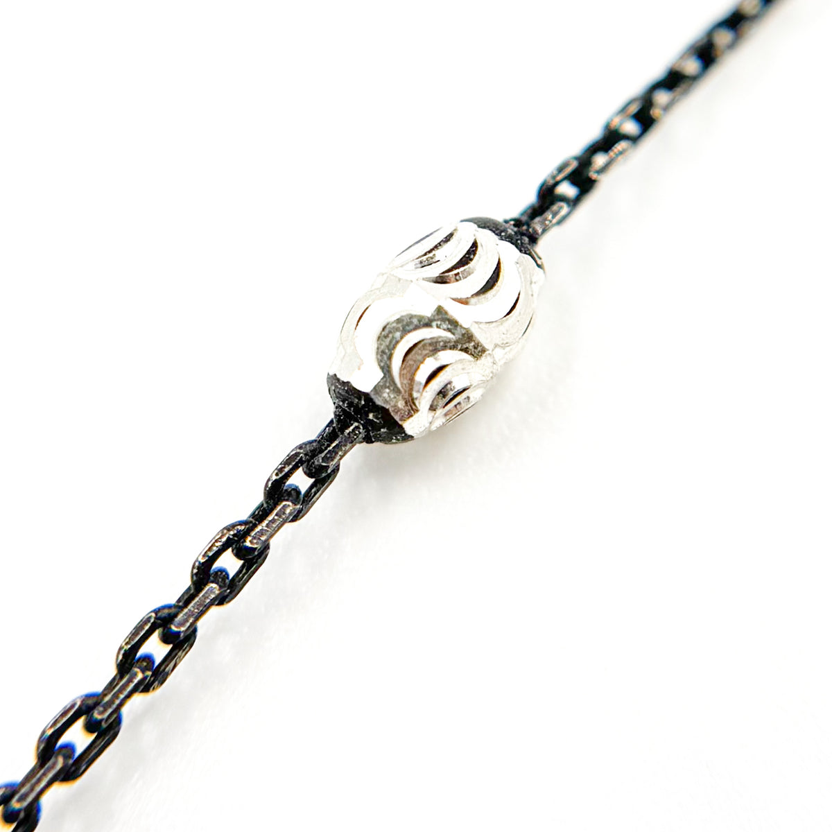 Black Rhodium Sterling Silver Bead Satellite Necklace