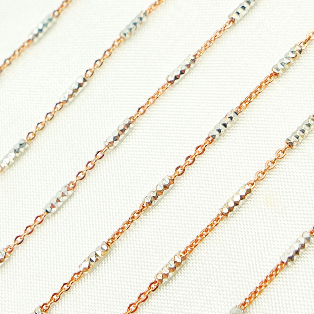 Rose Gold Plated Sterling Silver Satellite Diamond Cut Tube Chain