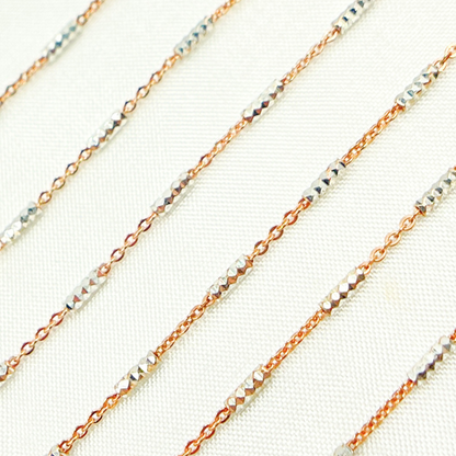 Rose Gold Plated Sterling Silver Satellite Diamond Cut Tube Chain