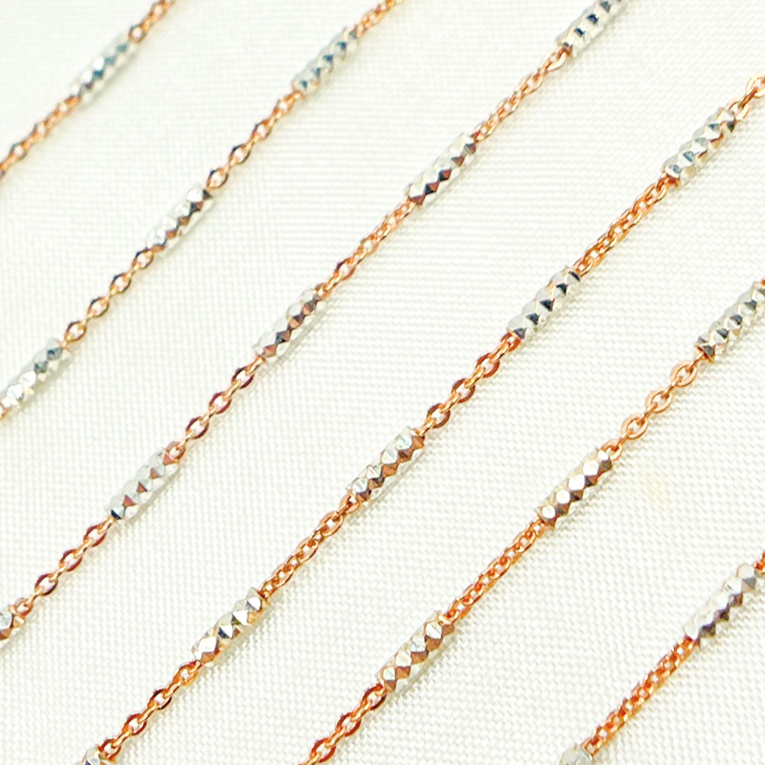 Rose Gold Plated 925 Sterling Silver Satellite Diamond Cut Tube Chain. Z69RGS