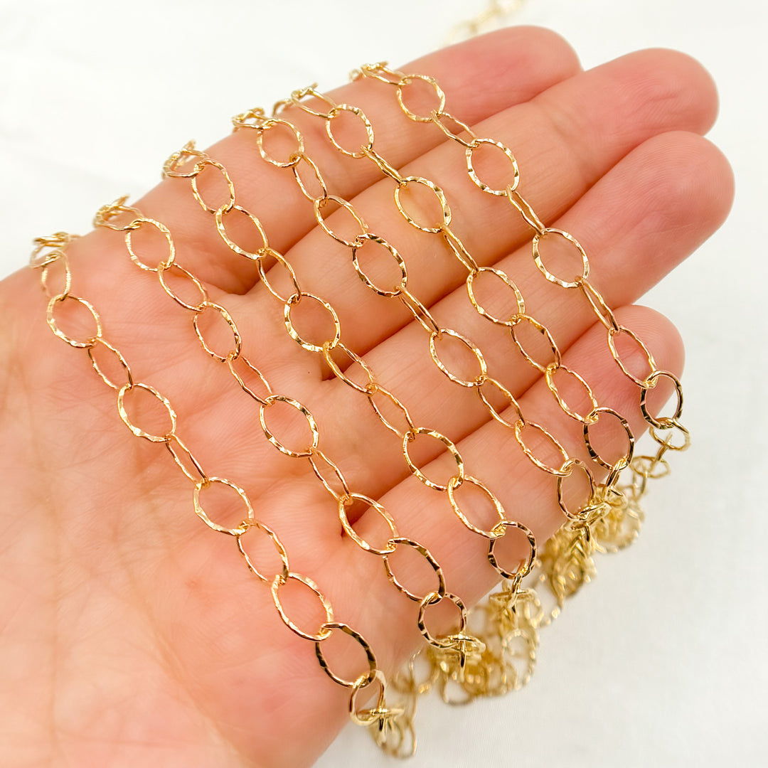 720KGF. 14K Gold Filled Hammered Oval Link Chain