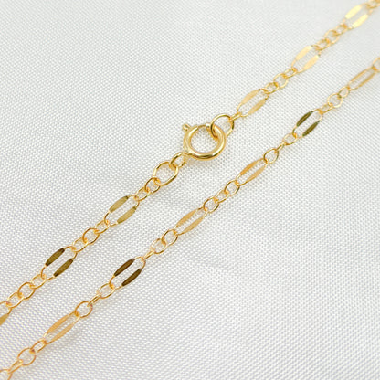14K Gold-Filled Flat Marina and Cable Links Necklace