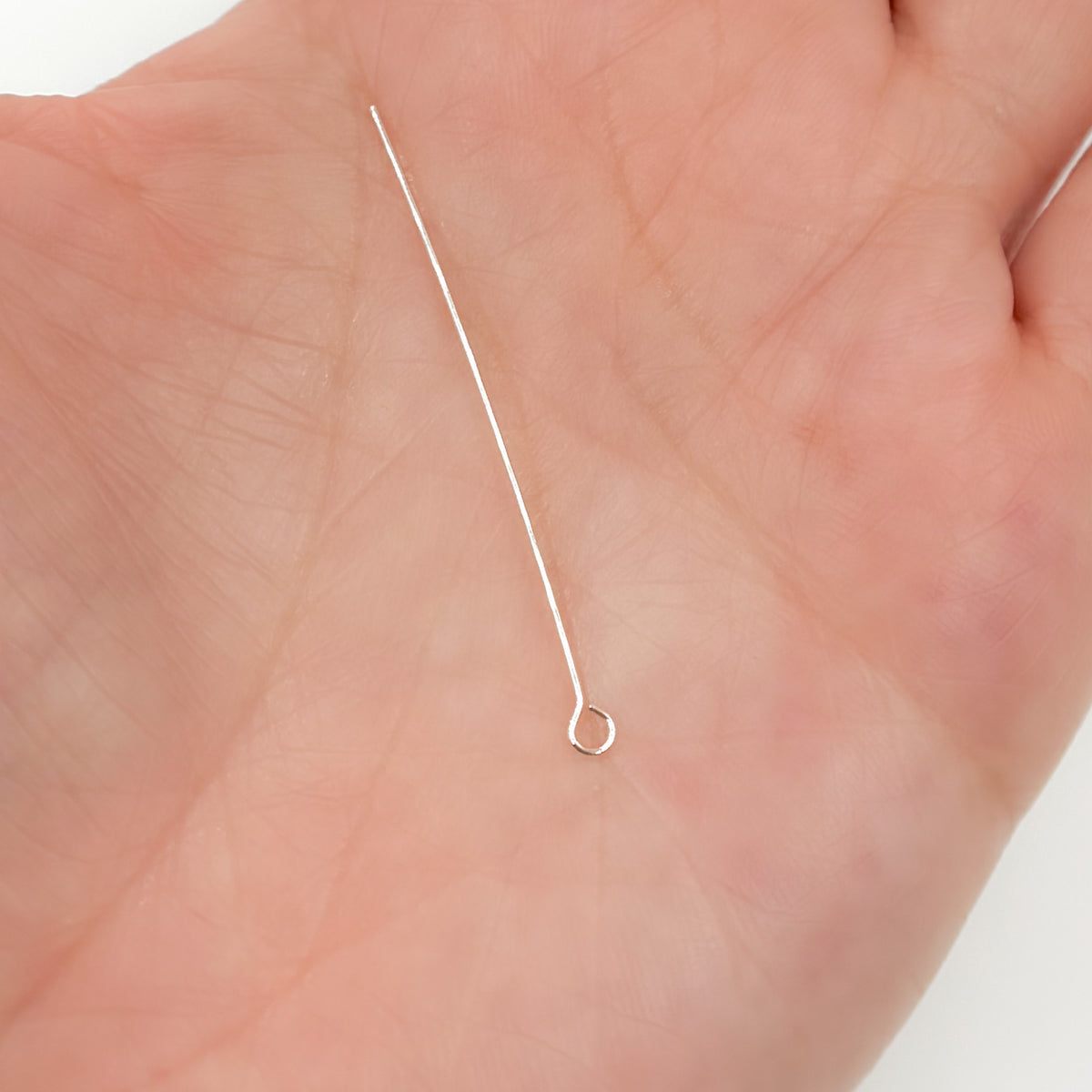 320D1.50. 24 Gauge White Sterling Silver Eye Pin 1.5 Inch Headpin