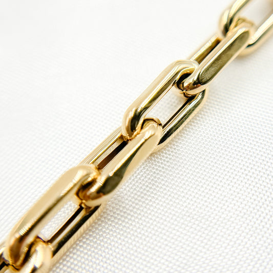 14K Solid Hollow Gold Smooth Paperclip Chain