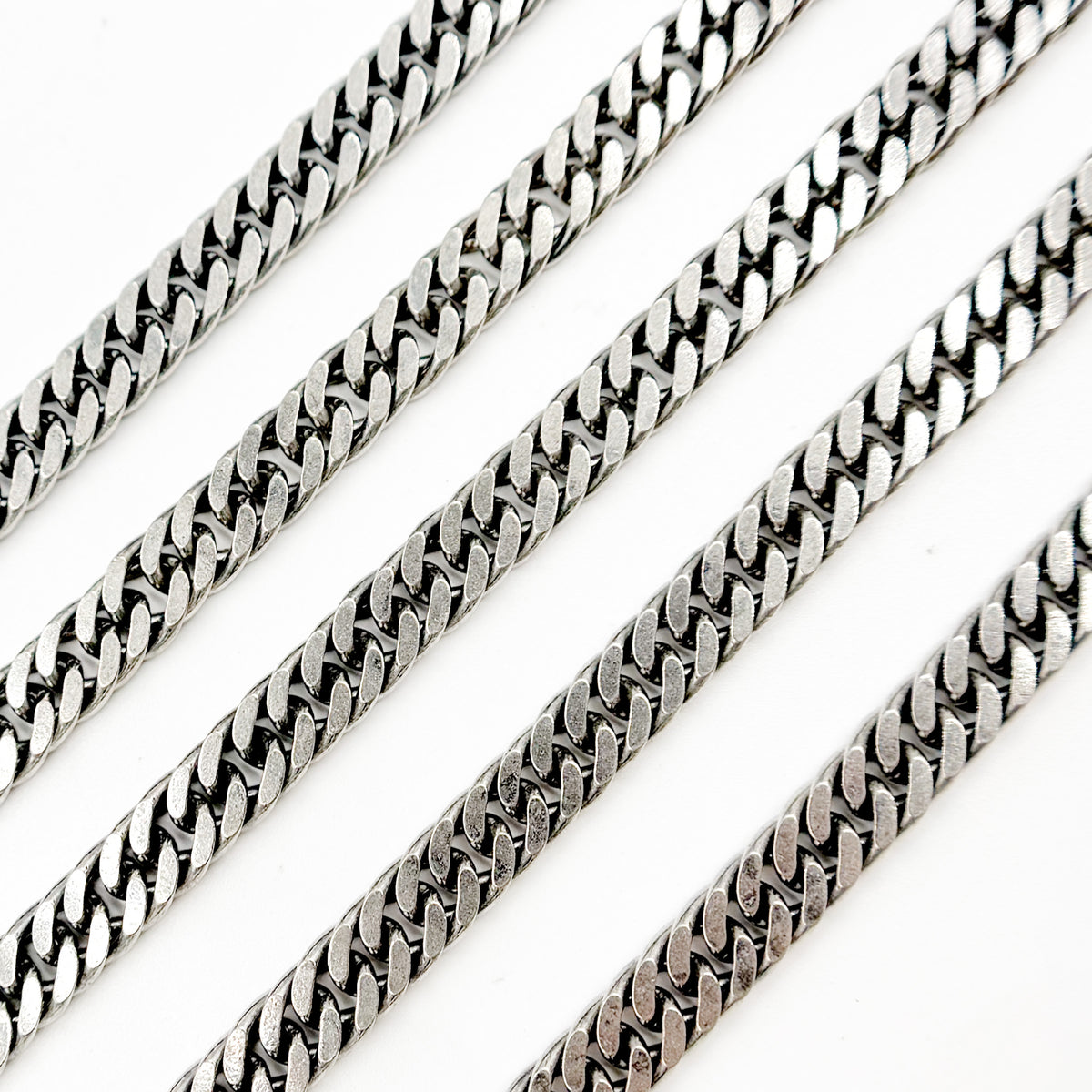 Oxidized Sterling Silver Double Curb Chain