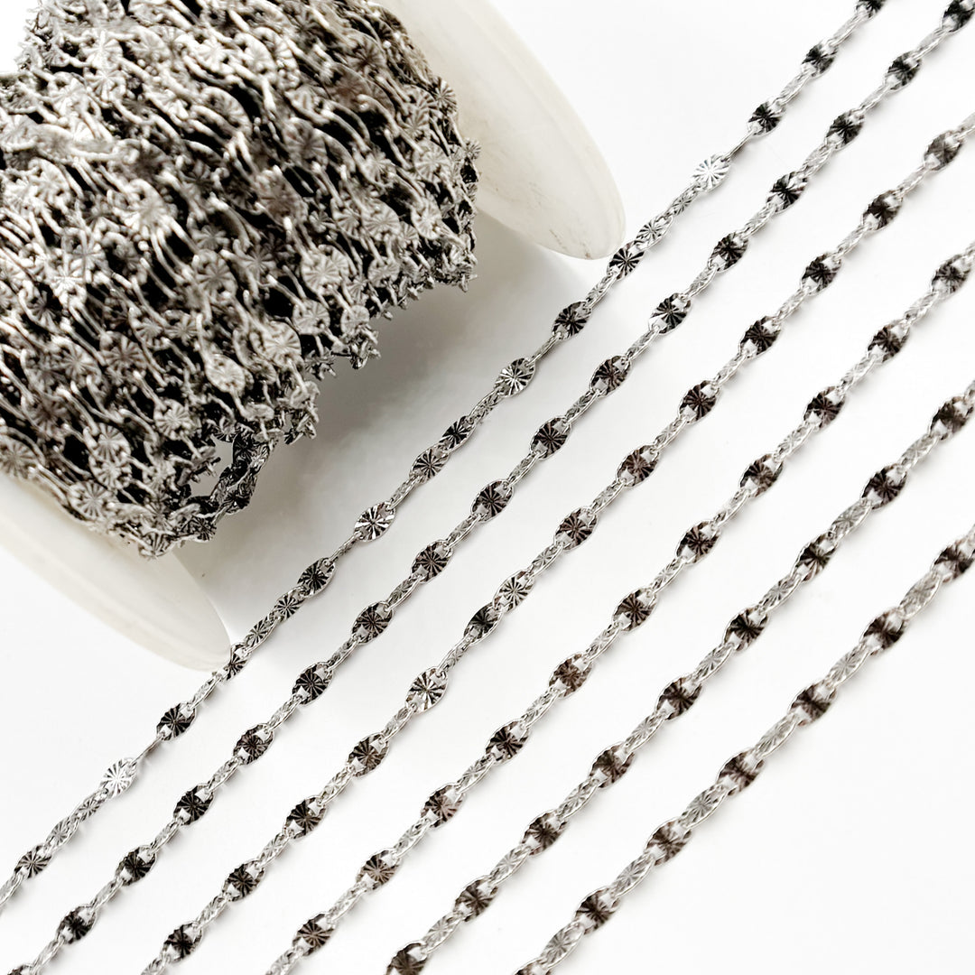 Oxidized Sterling Silver Diamond Cut Marina Link Chain