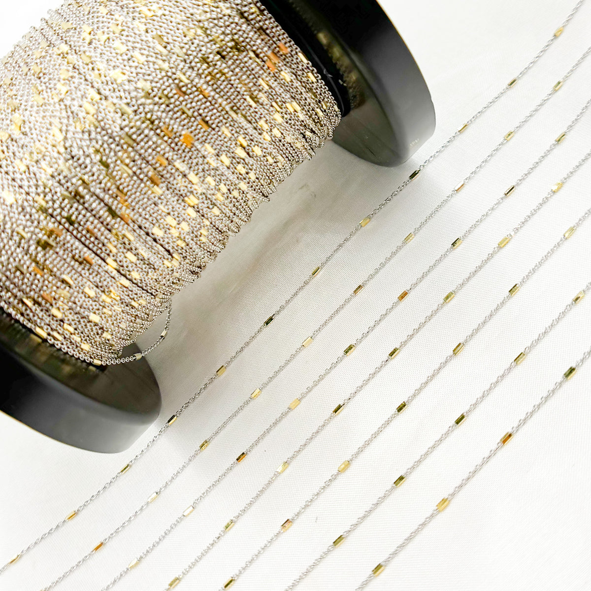 14k Solid Gold Satellite Bars Chain