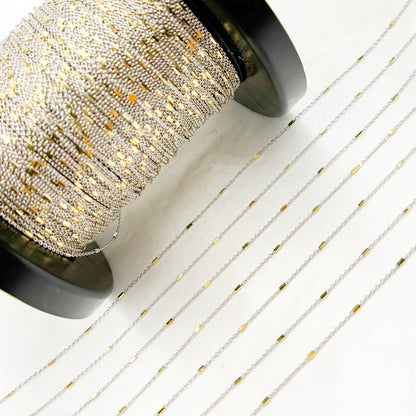 14k Solid Gold Satellite Bars Chain