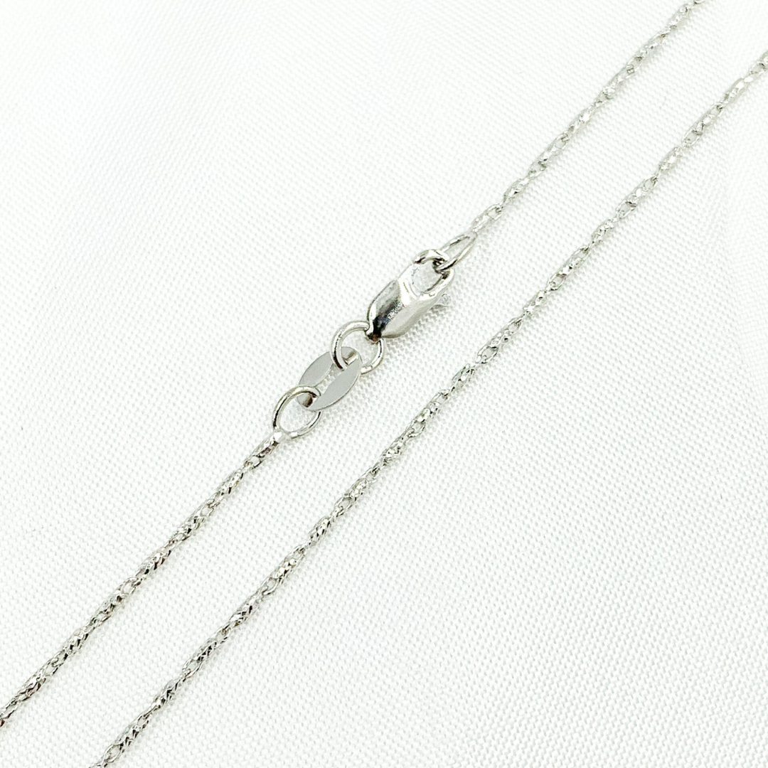 14K Solid White Gold Dimond Cut Bar Necklace. 030LURCNDTL721WG