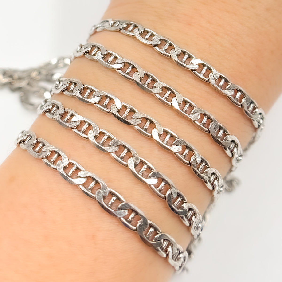 Oxidized Sterling Silver Flat Marina Chain