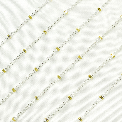 925 Sterling Silver Satellite Gold Plated Cube Chain
