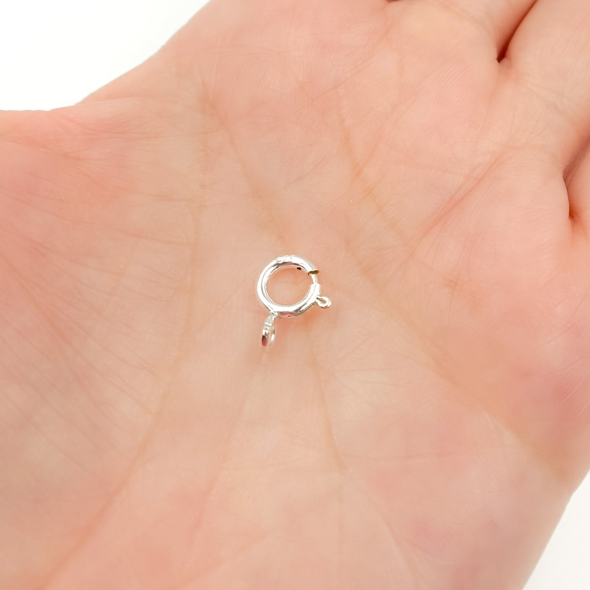 7MM White Sterling Silver Spring Ring Clasp