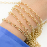 Load image into Gallery viewer, V25GP. Gold Plated Sterling Silver Gold Plated Textured Oval Link Chain
