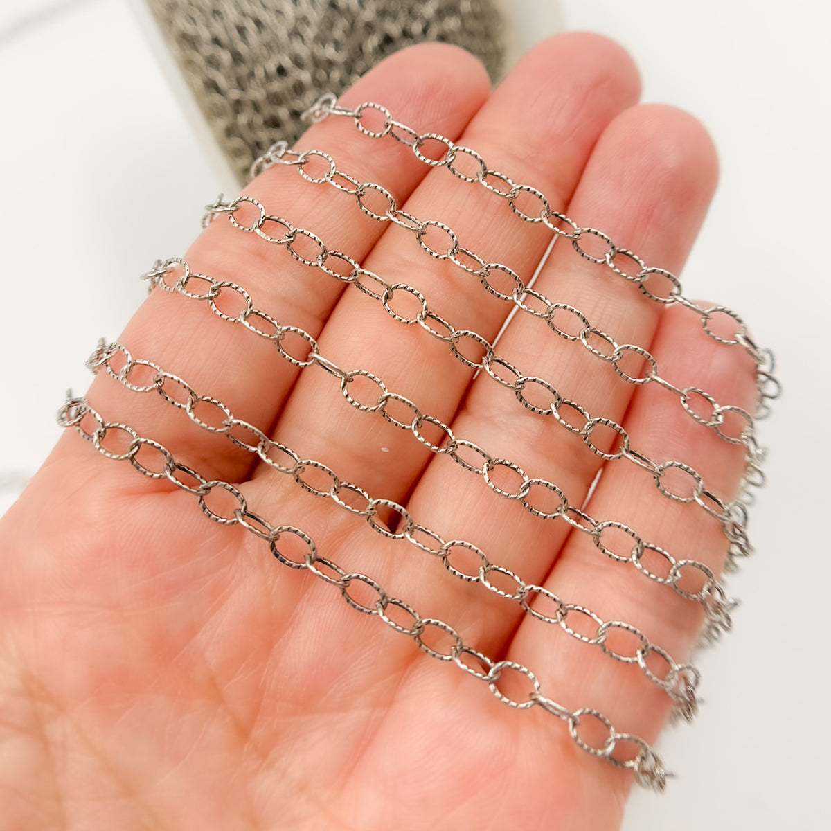 Sterling Silver Twisted Cable Oval Link Chain