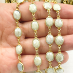 Load image into Gallery viewer, SIL6. Silverite Oval Shape Bezel Gold Plated 925 Sterling Silver Wire Chain