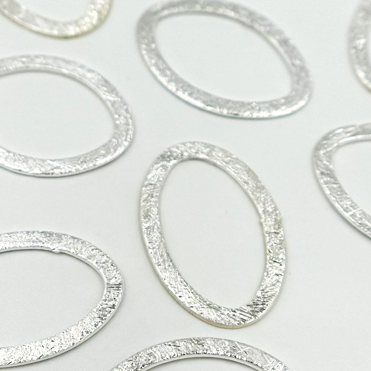 25MM White Sterling Silver Brushed Marquis Connector