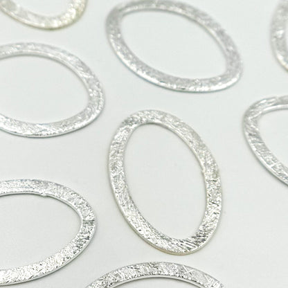 25MM White Sterling Silver Brushed Marquis Connector