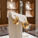 Load image into Gallery viewer, 15850000047. 14K Solid Gold Chunky Hollow Hoop Earrings