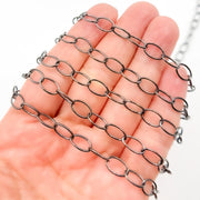 lack Rhodium Sterling Silver Oval Link Chain