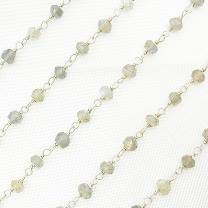 LAB105. Labradorite 925 Sterling Silver Wire Chain