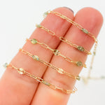 Load image into Gallery viewer, V295OP3GF. 14K Gold Filled Green Shade Opal Enamel Chain with Paperclip and Diamond Cut Marina Links