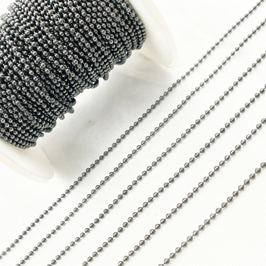 V112BR. Black Rhodium 925 Sterling Silver Ball Chain