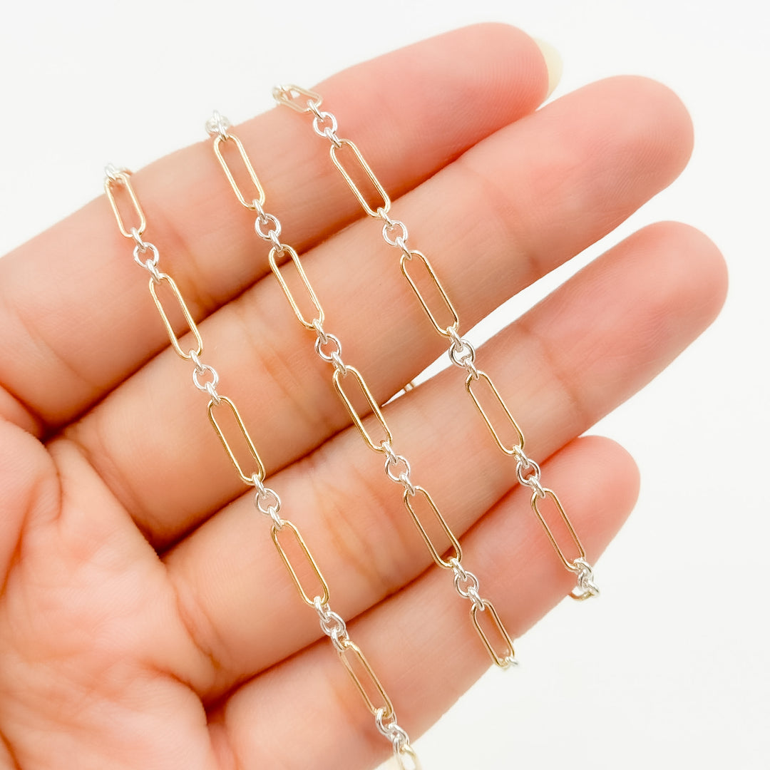 XM/2331/SP. 14k Gold Filled 1 Long & 3 Sterling Silver Short Link Chain