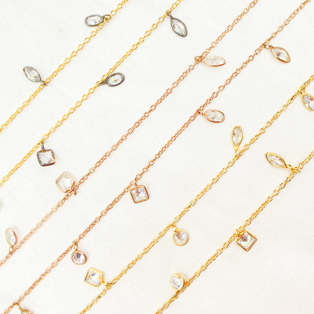 Mix Shape Cubic Zirconia Dangle Chain