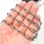 Load image into Gallery viewer, Black Rhodium Sterling Silver Smooth Paperclip Chain