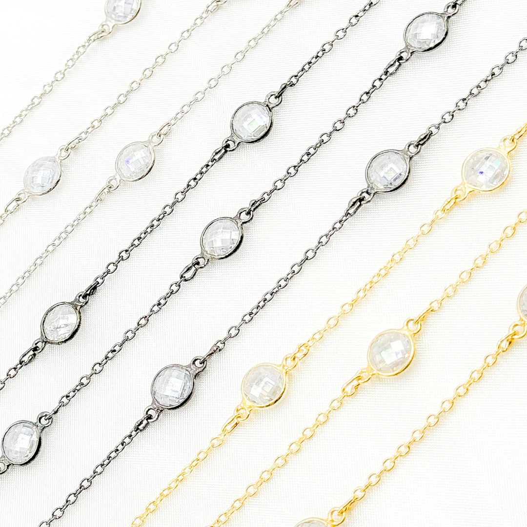 Cubic Zirconia Round 7mm Shape Connected Chain