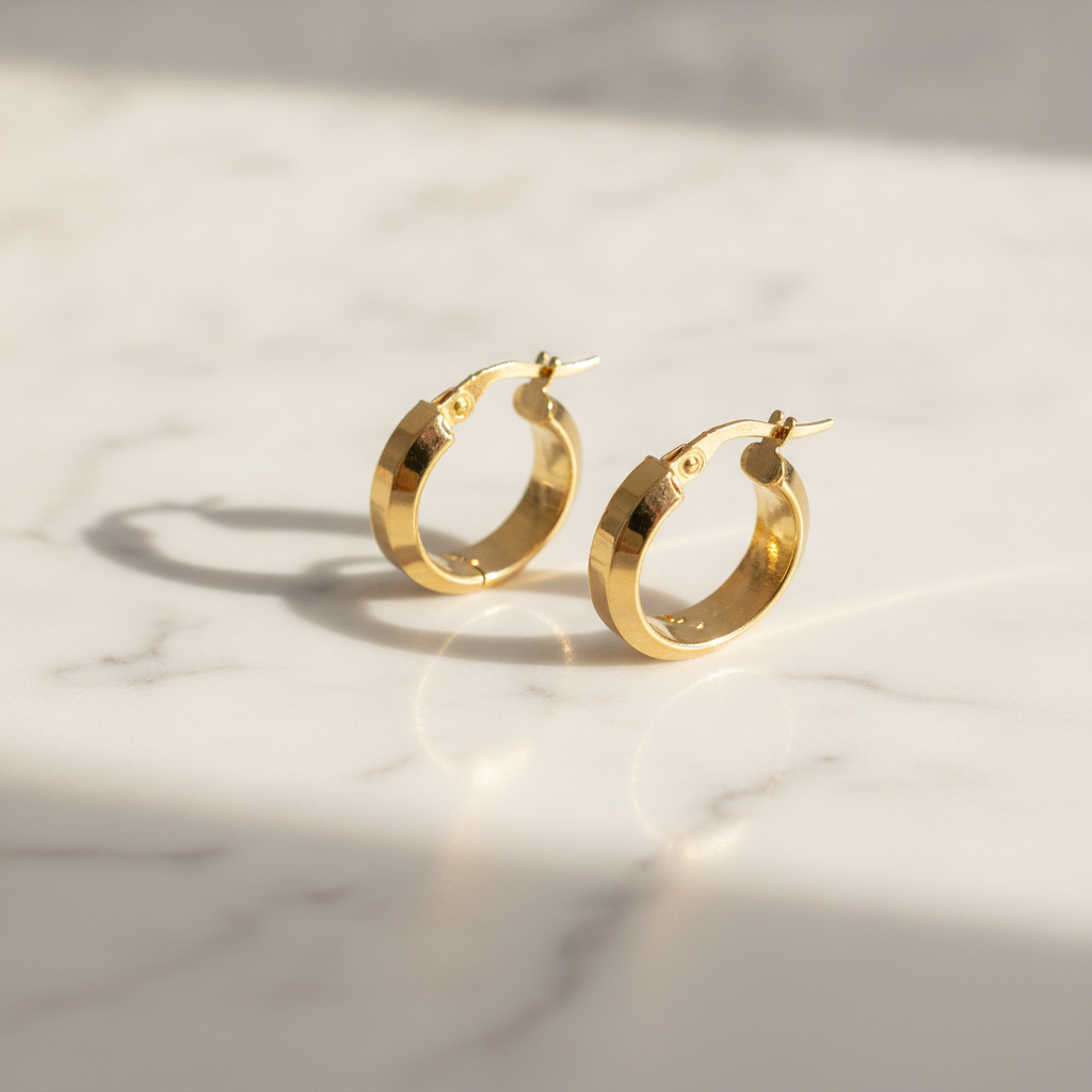 15850023355.  14K Solid Gold Fancy Round Hollow Hoop Earrings