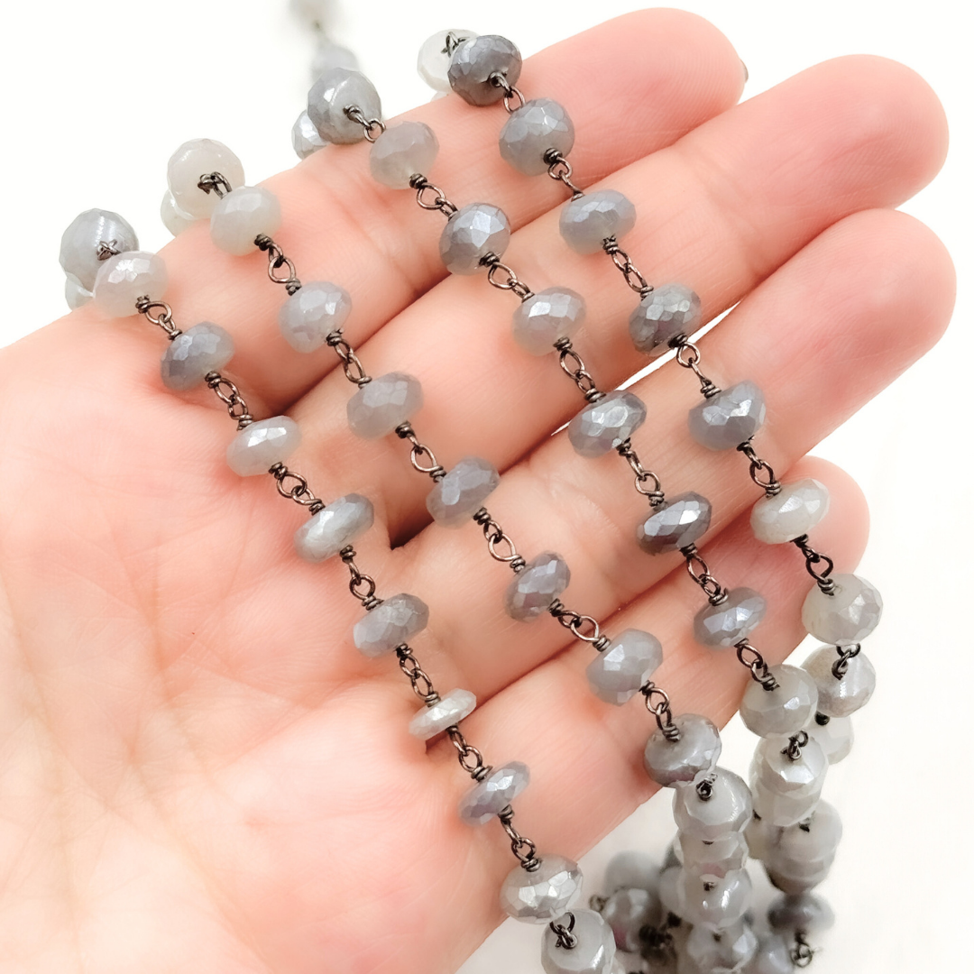 Coated Moonstone Oxidized Wire Chain.
