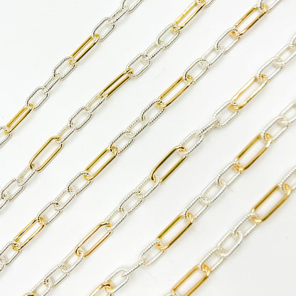 V307TT. Gold Filled  and Silver Mixed Link Chain – Smooth Long Links and Twisted Short Links