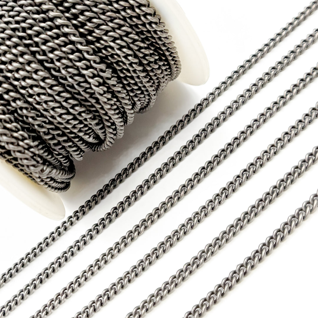 Sterling Silver Oxidized Curb Chain
