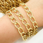 Load image into Gallery viewer, Gold Plated 925 Sterling Silver Textured Oval Link Chain. V49GP
