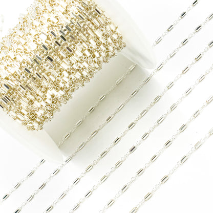 Sterling Silver Satellite Bar Link Chain