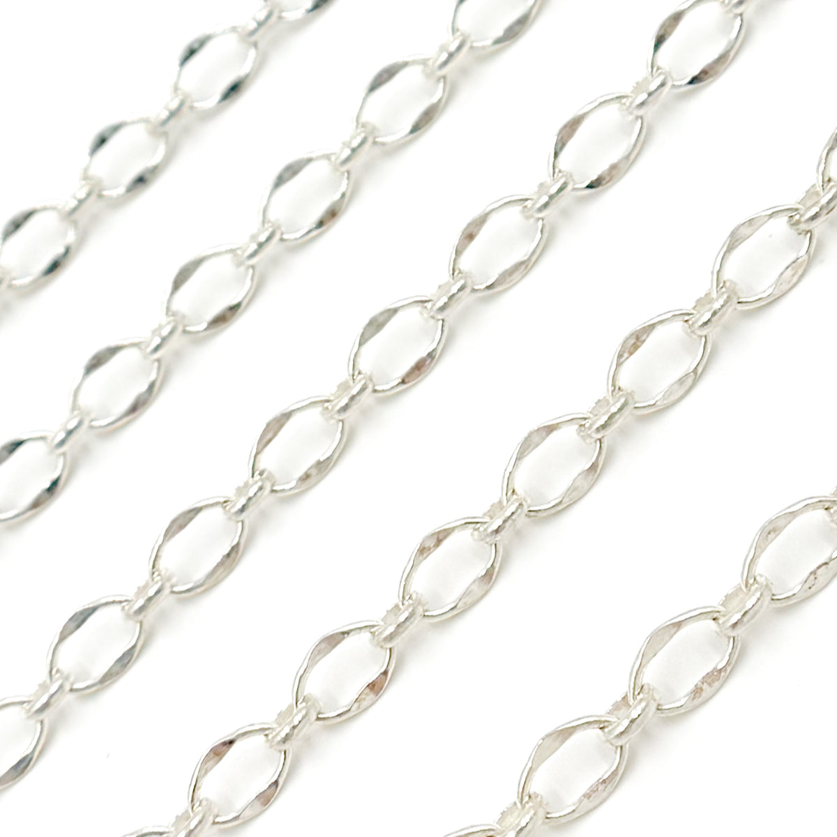 Sterling Silver Hammered Oval Link Chain