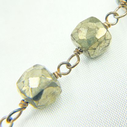 Pyrite Cube Shape Oxidized Wire Chain.
