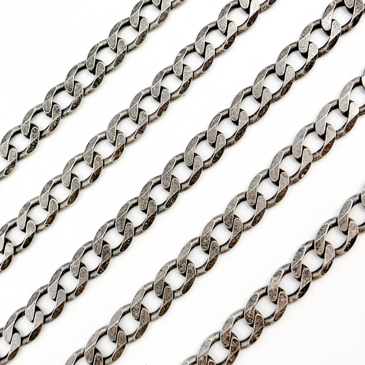 Sterling Silver Oxidized Flat Curb Chain
