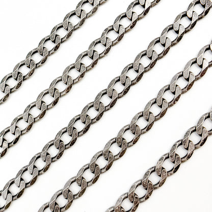 Sterling Silver Oxidized Flat Curb Chain