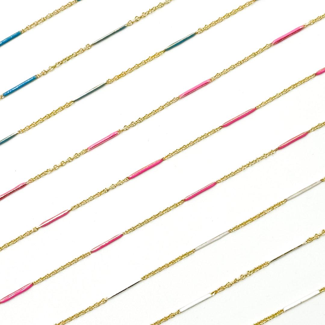 70/7796GF. 14k Gold Filled Enamel Bar Link Chain