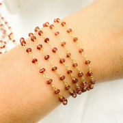 Garnet Wire Wrap Chain made with Gold Plated 925 Sterling Silver.