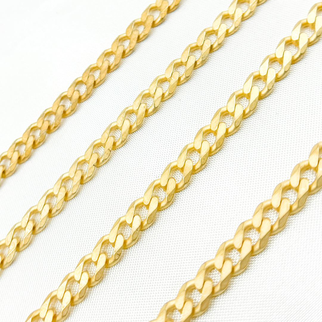 Gold Plated Matte Sterling Silver Flat Curb Chain